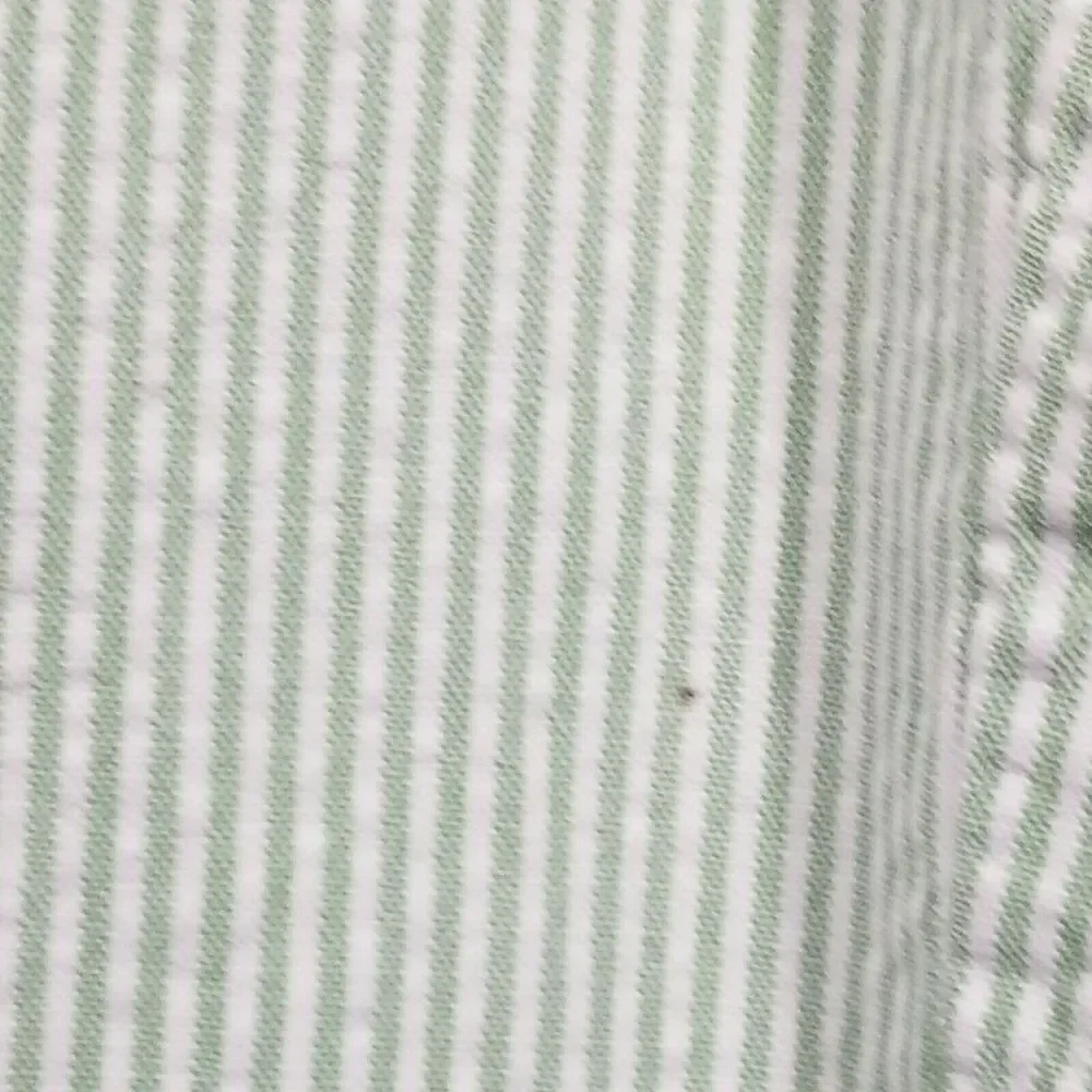 Izod Shorts Mens 33 Green White Seersucker Stripe Chino Flat Front Preppy Golf